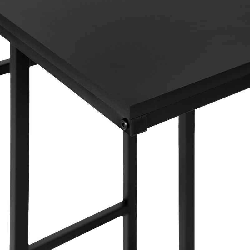 Monarch Specialties I 2170 Accent Table, C-shaped, End, Side, Snack, Living Room, Bedroom, Metal, Laminate, Black, Contemporary, Modern