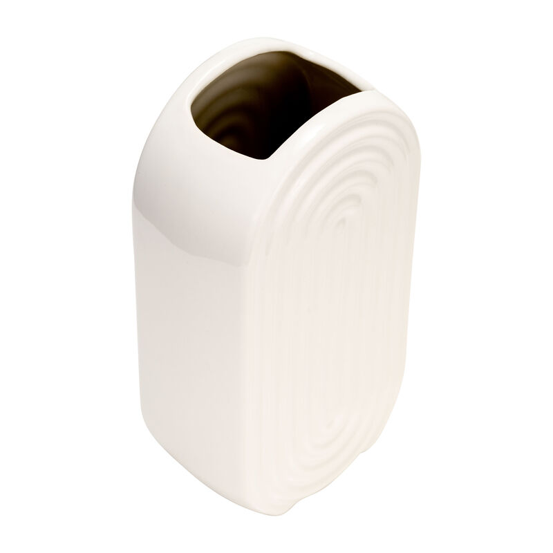9" Ceramic Oval Ridge Vase