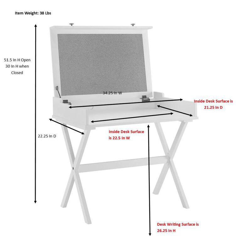 Carolina Living Elise Flip Top Cork Board Desk - Antique White