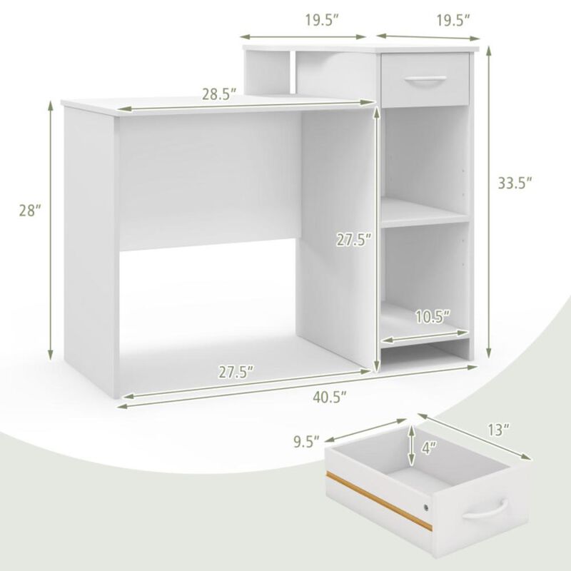 Hivvago Computer Desk Modern Laptop PC Desk with Adjustable Shelf and Cable Hole