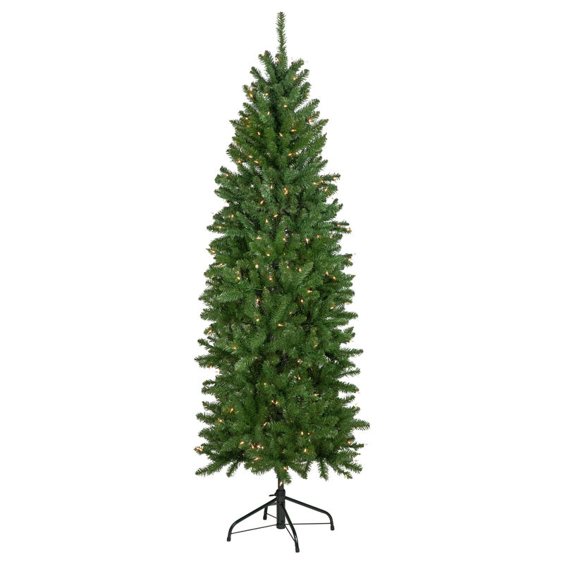 6.5' Pre-Lit White River Fir Pencil Artificial Christmas Tree  Clear Lights
