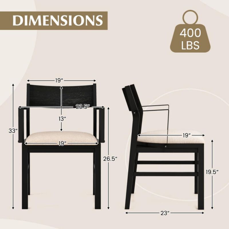 Hivvago Dining Chair with Contoured Backrest and Padded Seat Set of 2