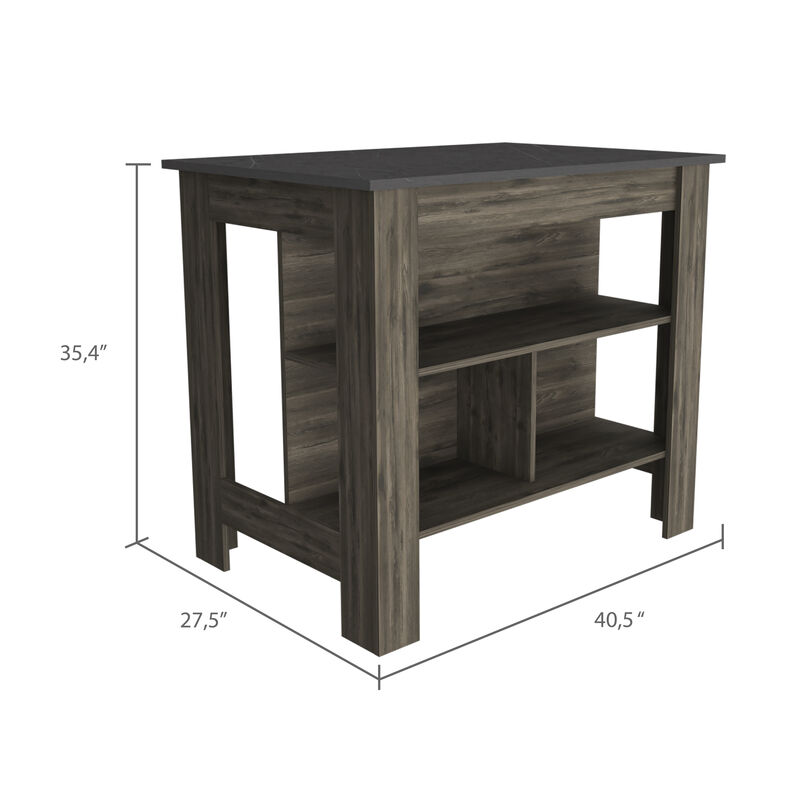 Streamdale Cala Kitchen Island, Four Legs, Three Shelves - Dark Brown Onyx