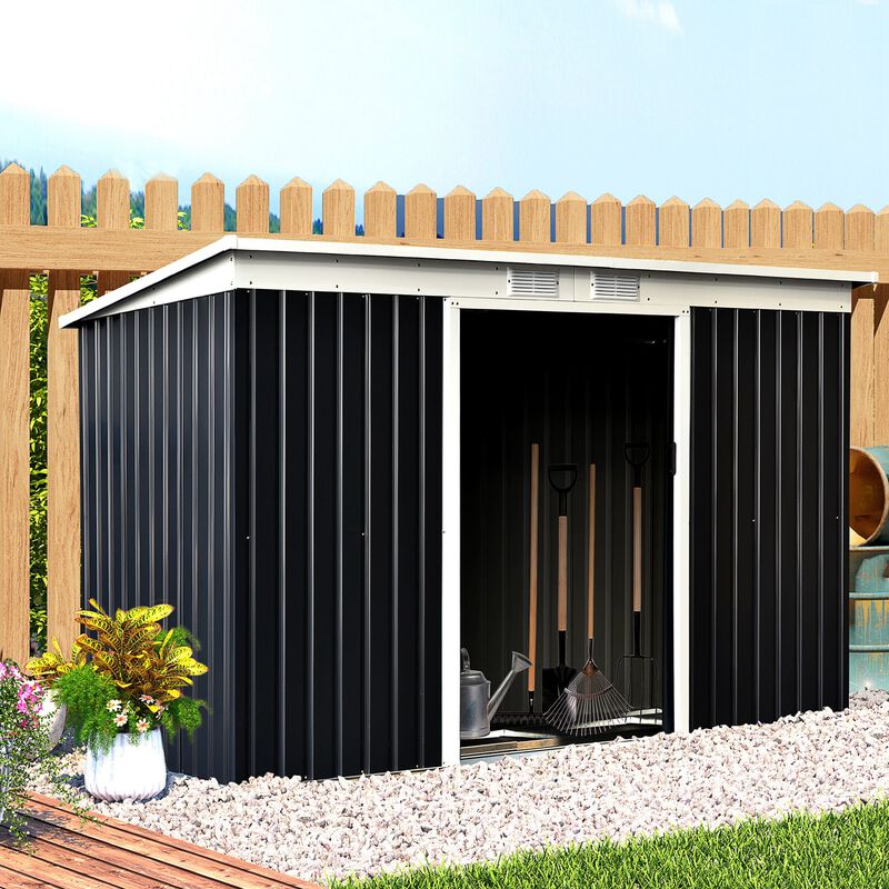 Gray Garden Vault: 9'x4.5'x5.5' Rust-Resistant Metal Storage Shed