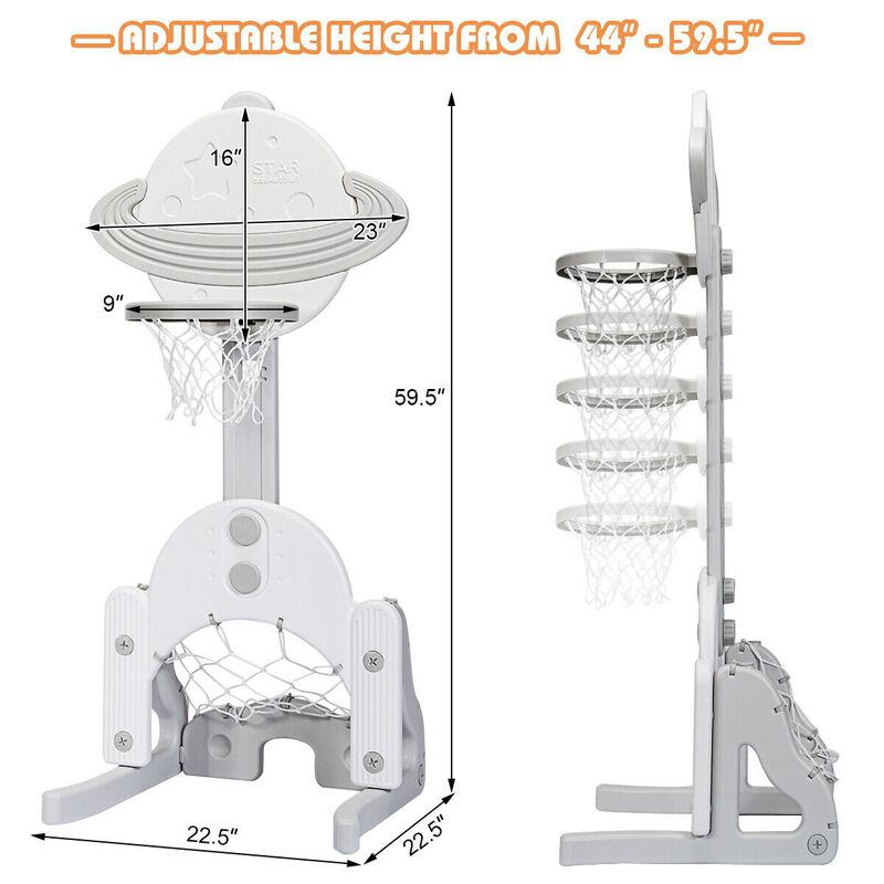 3 in 1 Kids Basketball Hoop Set with Balls