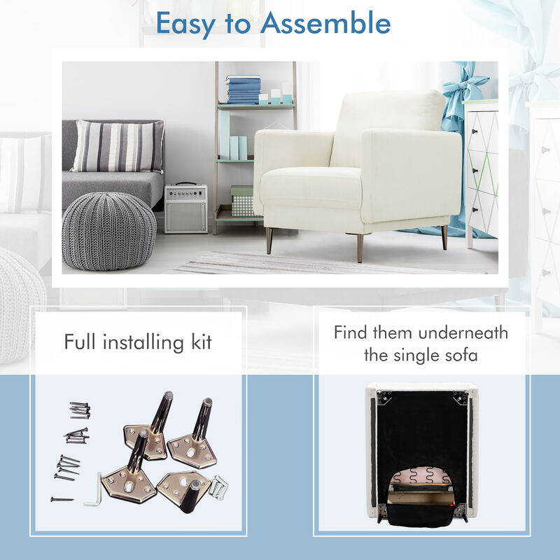 Costway Modern Upholstered Accent Chair Single Sofa Armchair Living Room Funiture