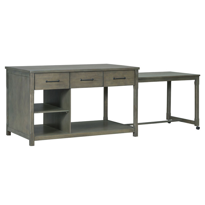 Merax Retro Extendable Kitchen Island with Storage
