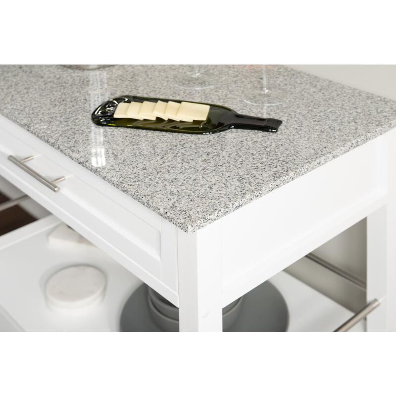Linon Cameron White Kitchen Cart With Granite Top