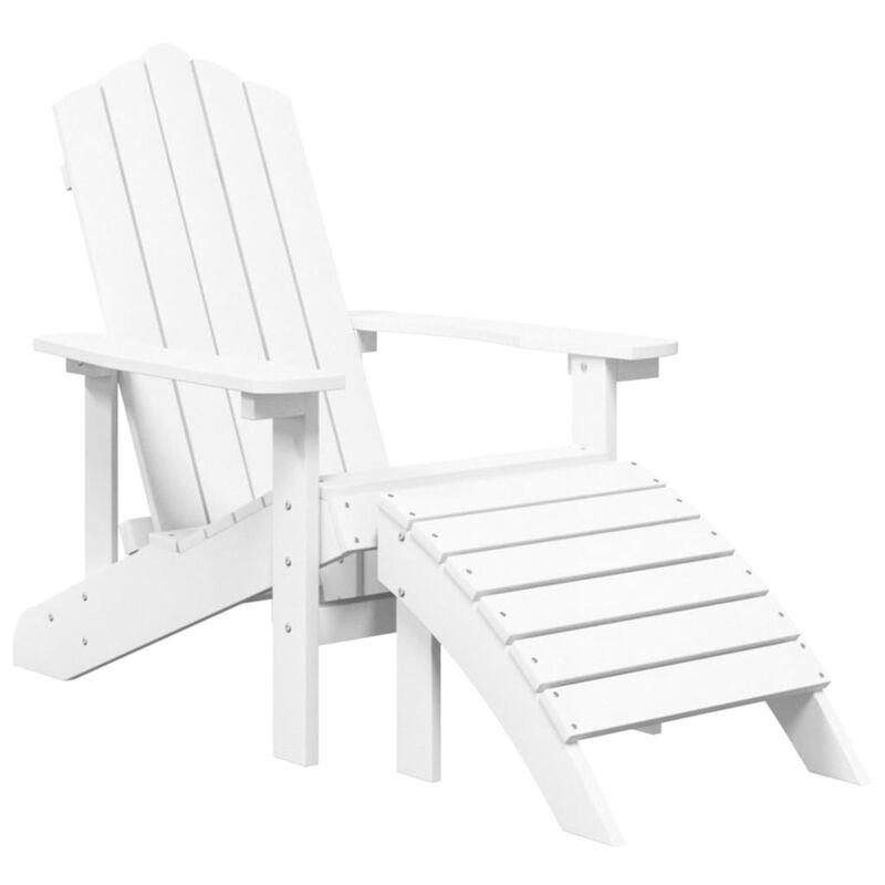 vidaXL Adirondack Chair 2 Pcs, Outdoor Adirondack Chair Weather Resistant with Footstool, Lawn Chair for Patio Porch Garden Backyard Deck, HDPE White