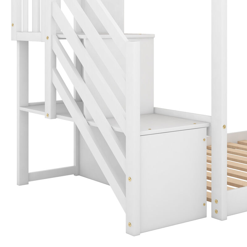 Merax Twin over Twin Bunk Bed with Convertible Slide and Stairway