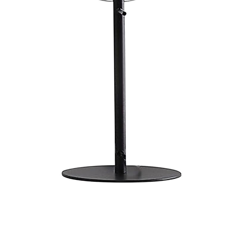 24 Inch Table Lamp, Accent Round Orb Glass Metal Shade, Black - Benzara