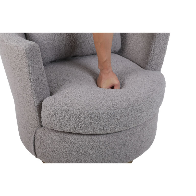 Grey Swivel Barrel Chair with Gold Base