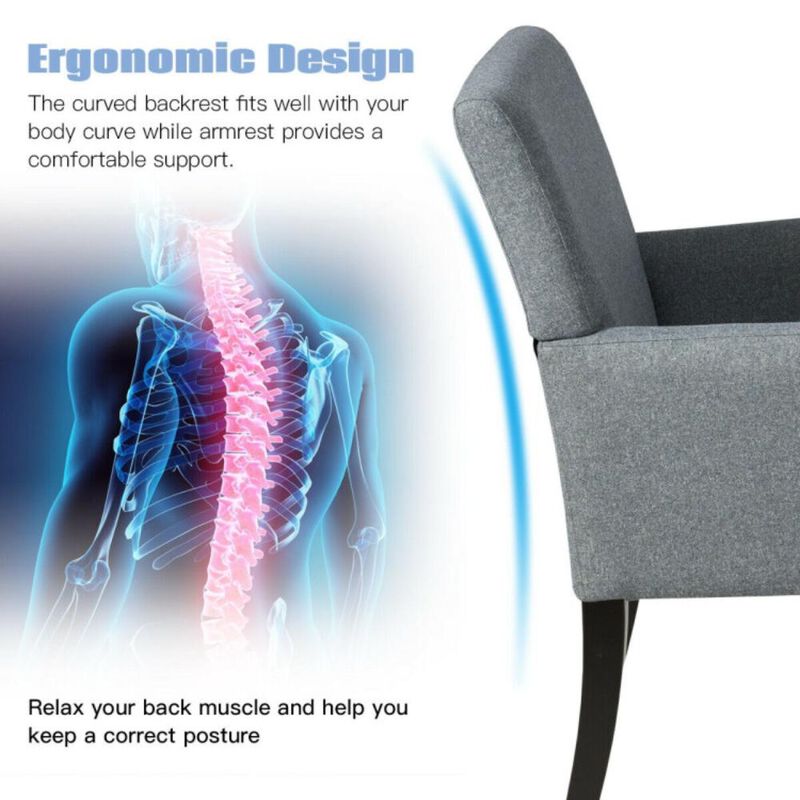 Hivvago Fabric Upholstered Executive Guest Armchair with Rubber Wood Legs