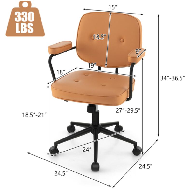 Hivvago PU Leather Office Chair with Rocking Backrest and Ergonomic Armrest