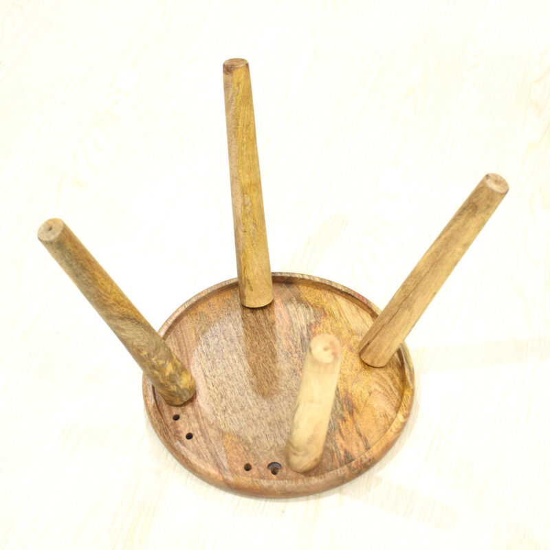 Handmade 100% Mango Wood Kids Yellow Color Round Shaped Rabbit Theme Indoor Table & Chair