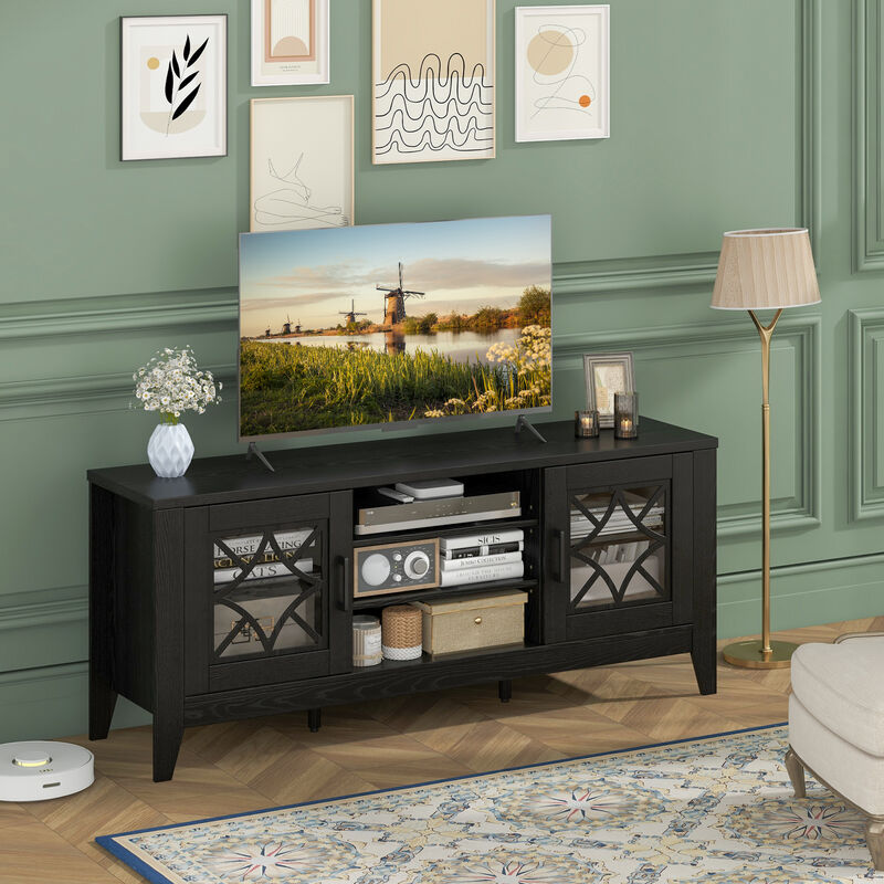 Farmhouse TV Stand for TVs Up to 65 Inches 4 Adjustable Shelves