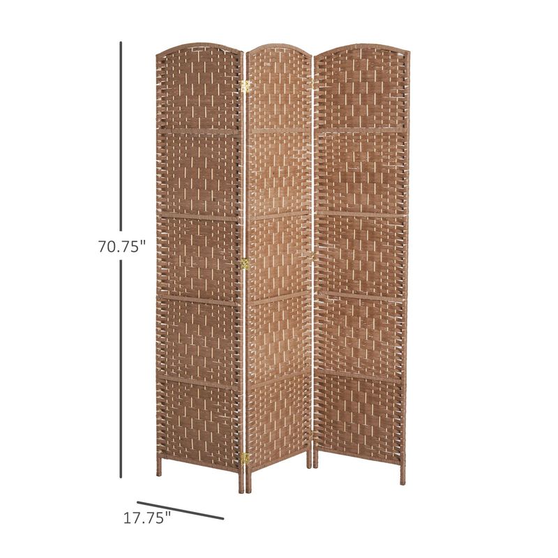 Natural Privacy Screen: 6' 3-Panel Freestanding Wicker Room Divider
