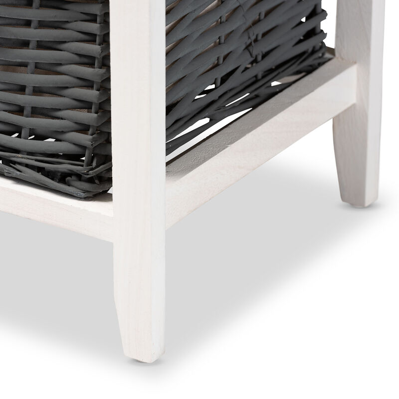 Baxton Studio Shadell Transitional Two Tone Wood 1 Drawer Storage Unit with Basket