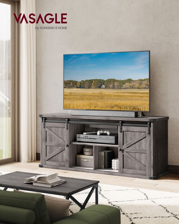 TV Stand for TVs up to 65 Inches, Farmhouse Entertainment Center with Sliding Barn Doors