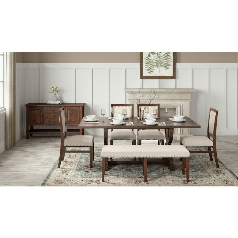 Jofran Fairview Transitional 52 Backless Upholstered Counter Height Bench