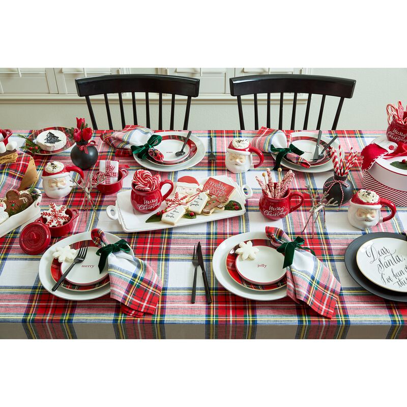 Solino Home 100% Pure Linen Dinner Napkins 20 x 20 Inch Set of 4 | Stewart Plaid for Thanksgiving, Christmas