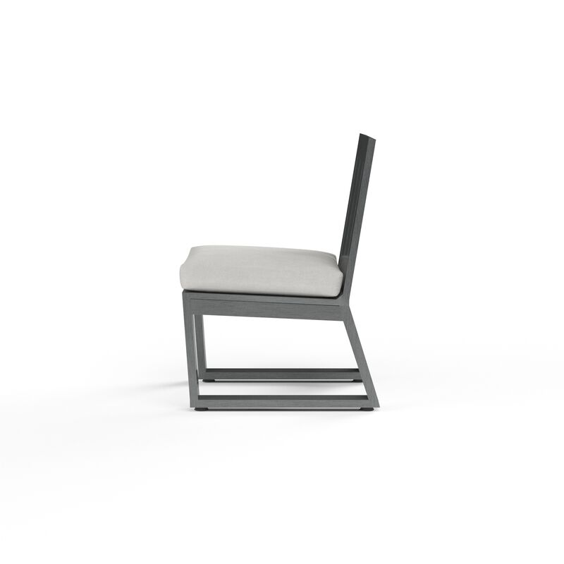 Redondo Armless Dining Chair in Cast Silver, No Welt