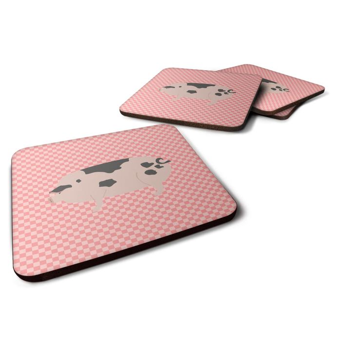 Caroline's Treasures Gloucester Old Spot Pig Pink Check Decorative coasters, 3.5, Multicolor