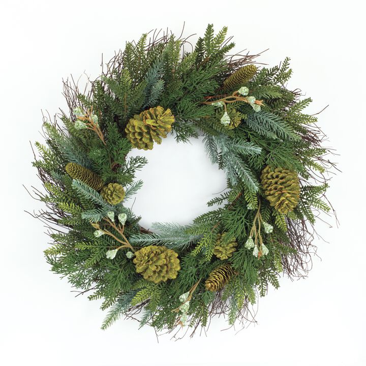 Mixed Pine Wreath for Winter, Holiday, or Seasonal Home Décor
