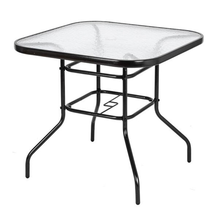 Toughened Glass Square Outdoor Table for Yard and Garden Dining