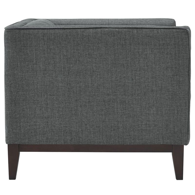 Modway Serve Modern Accent Arm Lounge Chair with Upholstered Fabric Tufted Fabric in Gray