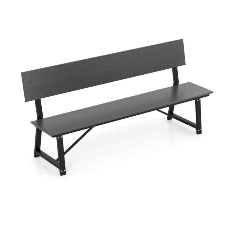 Hivvago 72 Inch Extra Long Bench with All-Weather HDPE Seat & Back for Yard Garden Porch