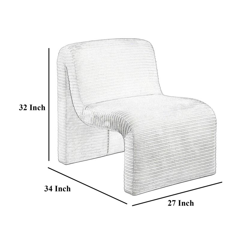 Adira Accent Chair, Modern Curved Armless Body, Ribbed Black Fabric - Benzara
