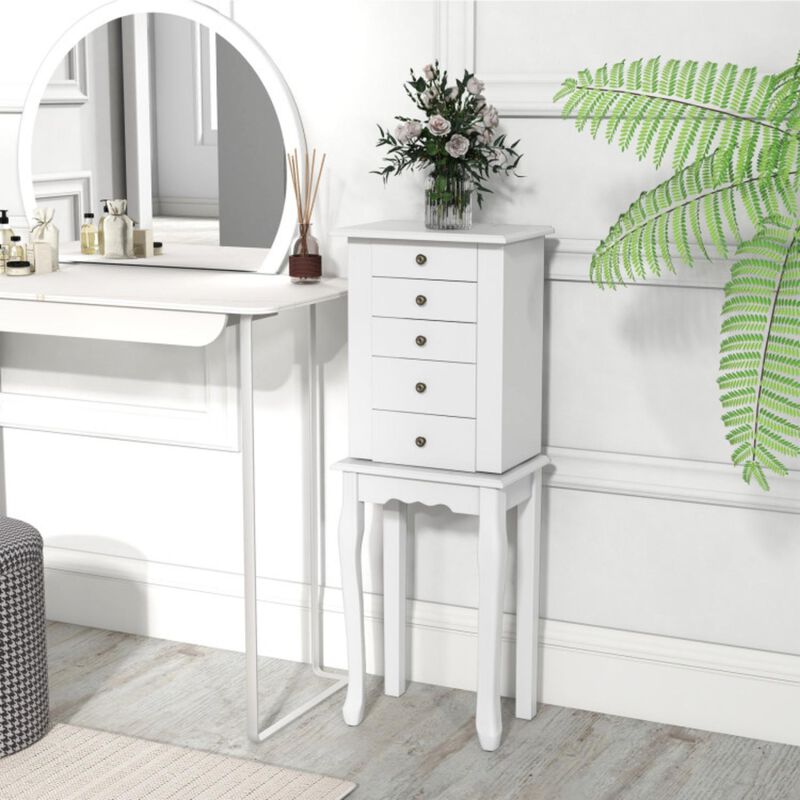 Hivvago 2 Colors Armoire Storage Standing Jewelry Cabinet with Mirror-White