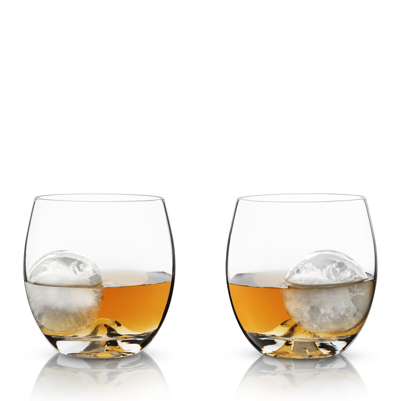 4-Piece Ice Sphere Mold and Crystal Tumbler Set