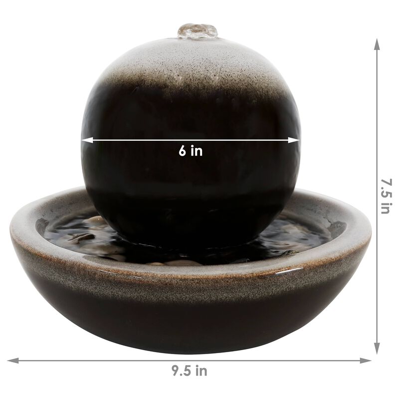 Sunnydaze Modern Orb Ceramic Indoor Water Fountain - 7 in