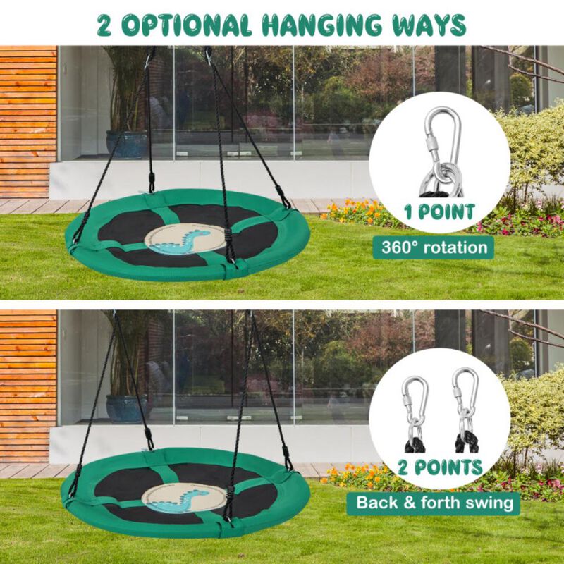 Hivvago 40 Inches Saucer Tree Swing Round with Adjustable Ropes and Carabiners
