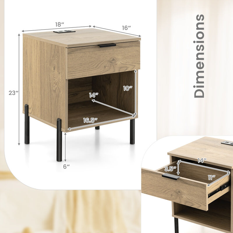 Modern Nightstand with Charging Station