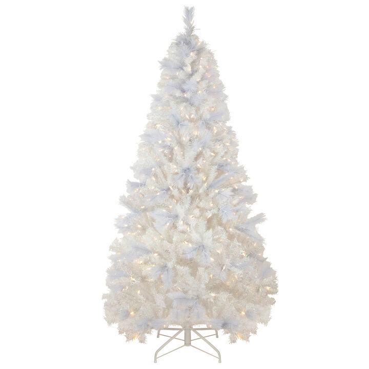6.5' Pre-Lit Seneca White Spruce Artificial Christmas Tree  Dual Function LED Lights