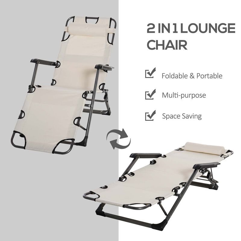 Outdoor Relaxation: Adjustable Footrest Lounge Chair with Pillow