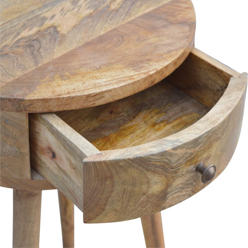 Artisan Furniture Solid Wood Nordic Circular Shaped nightstand