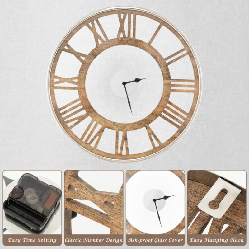 Hivvago 16 / 20 Inch Silent Wall Clock with Classic Frame and Classic Roman Number