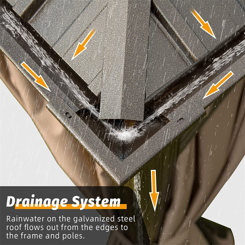 Aluminum Frame Hardtop Gazebo with Curtains, Netting