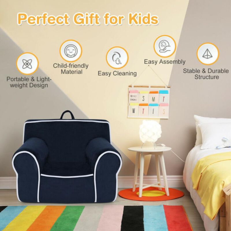 Hivvago Upholstered Kids Sofa with Velvet Fabric and High-Quality Sponge