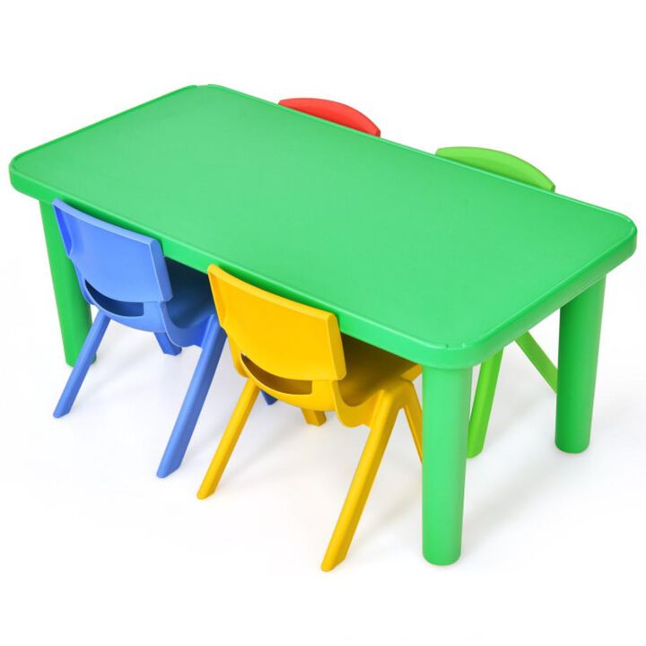 Hivvago Kids Colorful Plastic Table and 4 Chairs Set Hivvago Kids Colorful Plastic Table and 4 Chairs Set