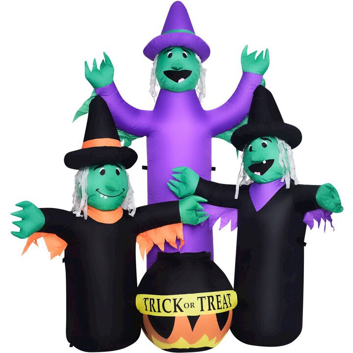 Haunted Hill Farm 6ft Inflatable Brewing Witch Trio with Lights