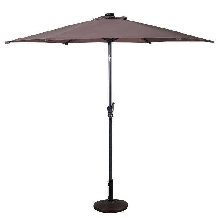 9FT Steel Patio Solar Umbrella LED Patio Market