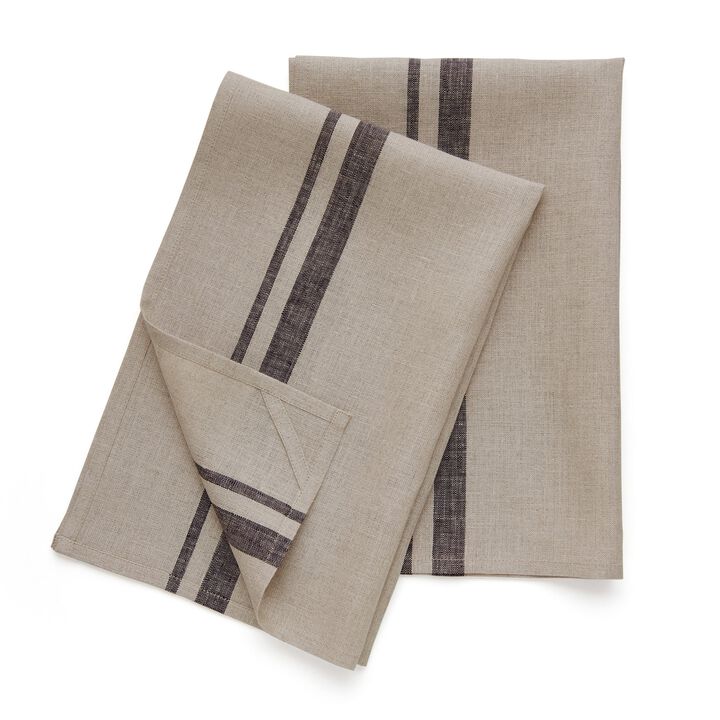 Solino Home 100% Pure Stripe Linen Kitchen Towels 17x26" Set of 2 for Spring & Easter | French Stripe