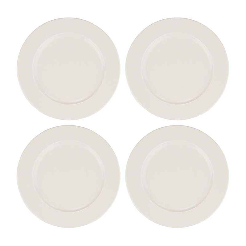 Banquet dia.9.25" Round Warm White Porcelain Plate (Set of 4)
