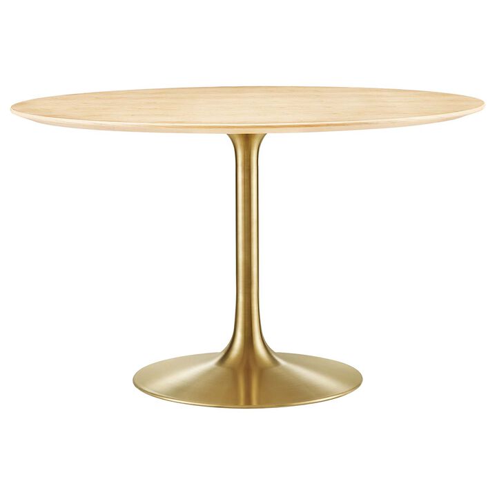 Modway - Lippa 48" Round Wood Grain Dining Table Gold Natural