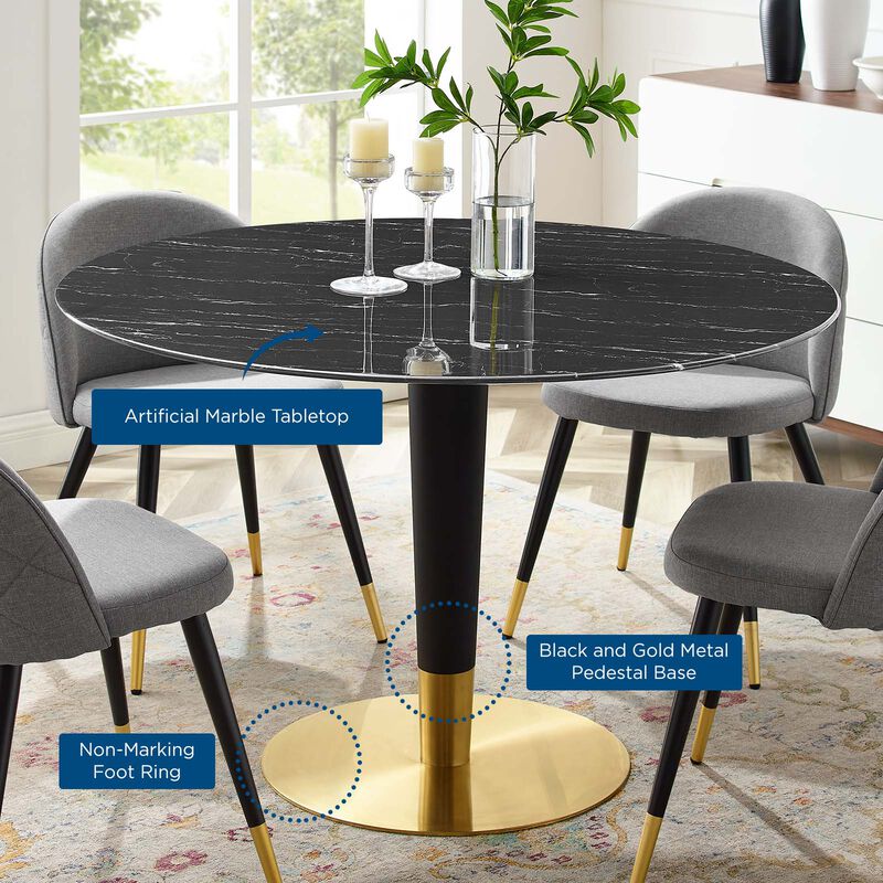 Modway - Zinque 47" Artificial Marble Dining Table Gold Black